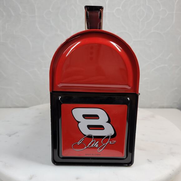 NASCAR Dale Earnhardt Jr Lunch Box  9"x6.5" Red 2004 No.8 Metal Dome Handle - Picture 4 of 16